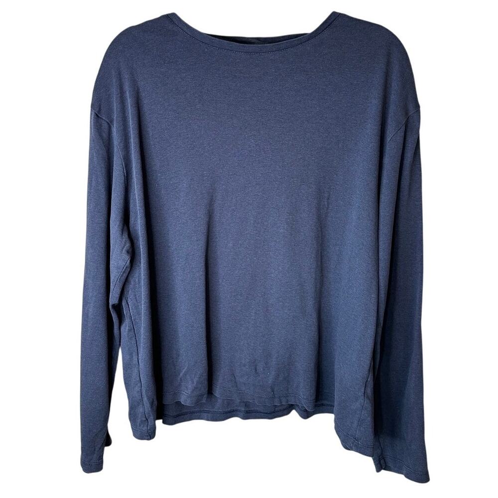 Banana Republic Luxe Touch Blouse Long Sleeve Round Neck Blue Casual Work XL